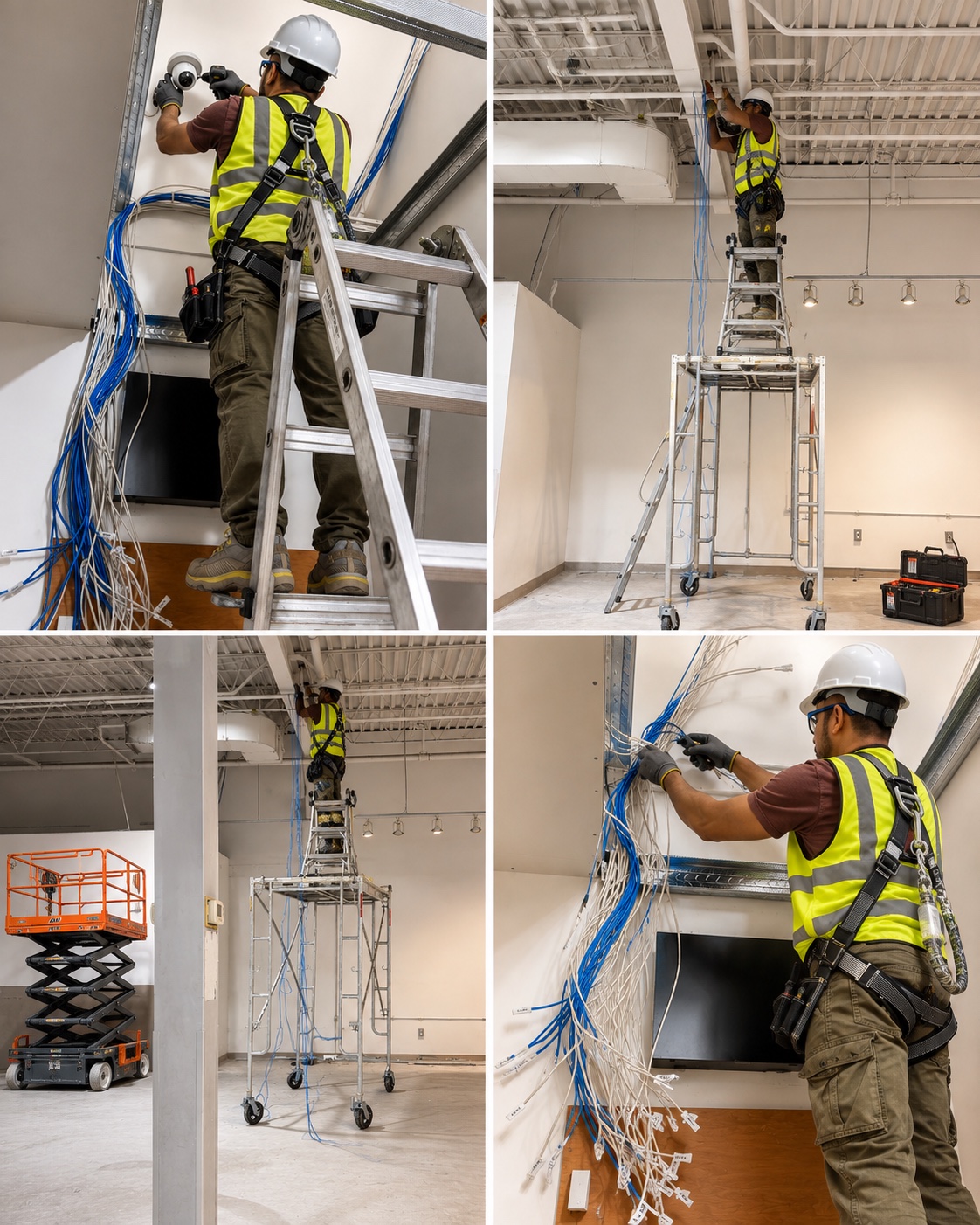 Four views of a commercial infrastructure installation