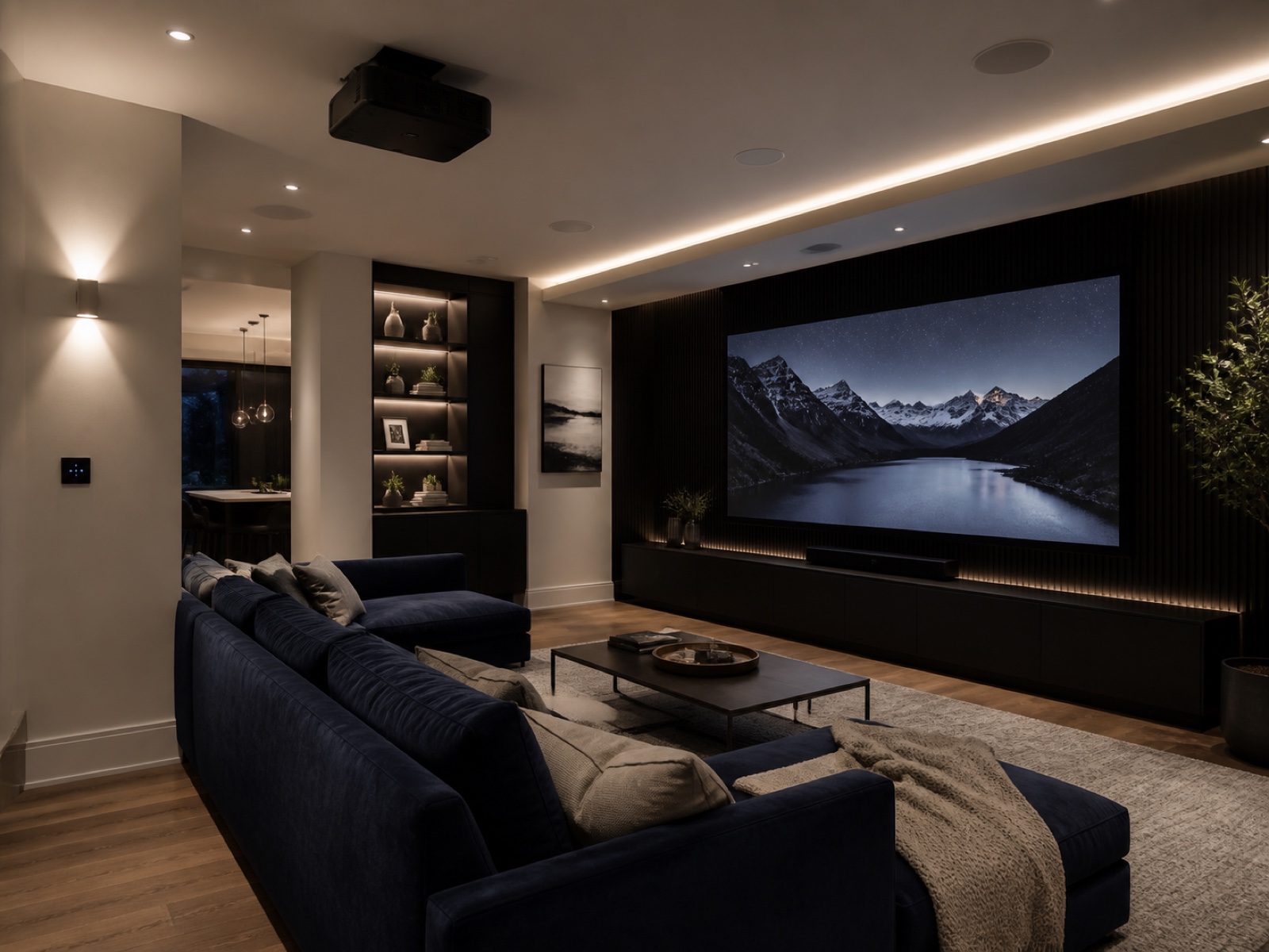 Integrated lighting, audio visual and smart technology in a finished space